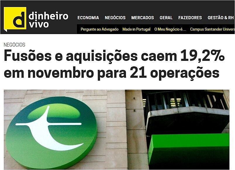 Fuses e aquisies caem 19,2% em novembro para 21 operaes